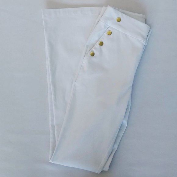 INC International Concepts Pants - INC International Concepts Women's Button Detail Flared Pants White Size: XS